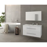 Set dulap baza suspendat alb si lavoar alb Drop Torino 90 cm