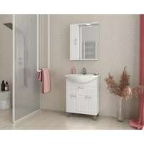 Set dulap baza suspendat alb si lavoar Drop Ritmo 65 cm