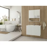 Set dulap baza suspendat alb si lavoar Drop Stripes 80 76 cm