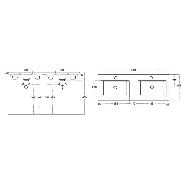 Set dulap baza suspendat alb si lavoar dublu alb Drop Luxus 120 cm picture - 4
