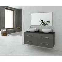 Set dulap baza suspendat antracit si blat finisaj grafit Drop Torino 120 cm