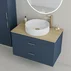 Set dulap baza suspendat bleumarin cu 2 sertare Drop Lines Athena si blat Honey Oak 80 cm picture - 1