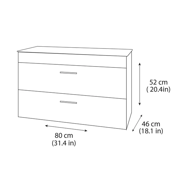 Set dulap baza suspendat bleumarin cu 2 sertare Drop Lines Athena si blat Honey Oak 80 cm picture - 2