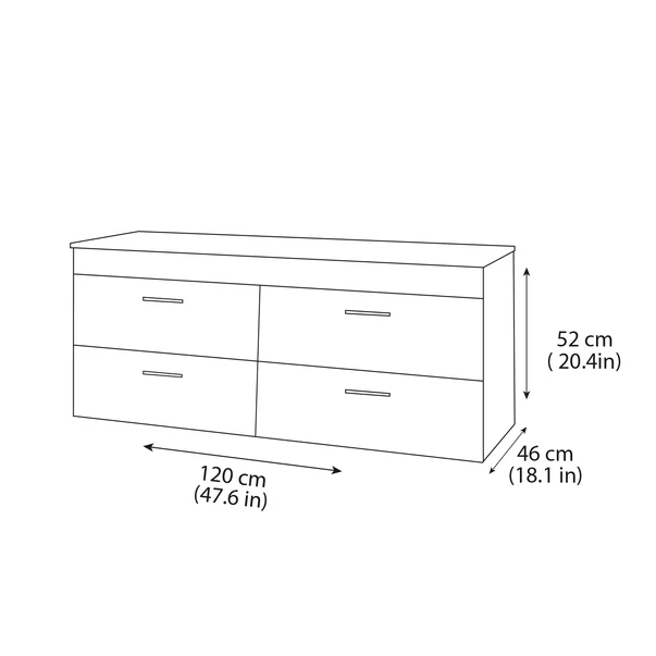 Set dulap baza suspendat cu 4 sertare Drop Lines Athena si blat antracit 120 cm picture - 2