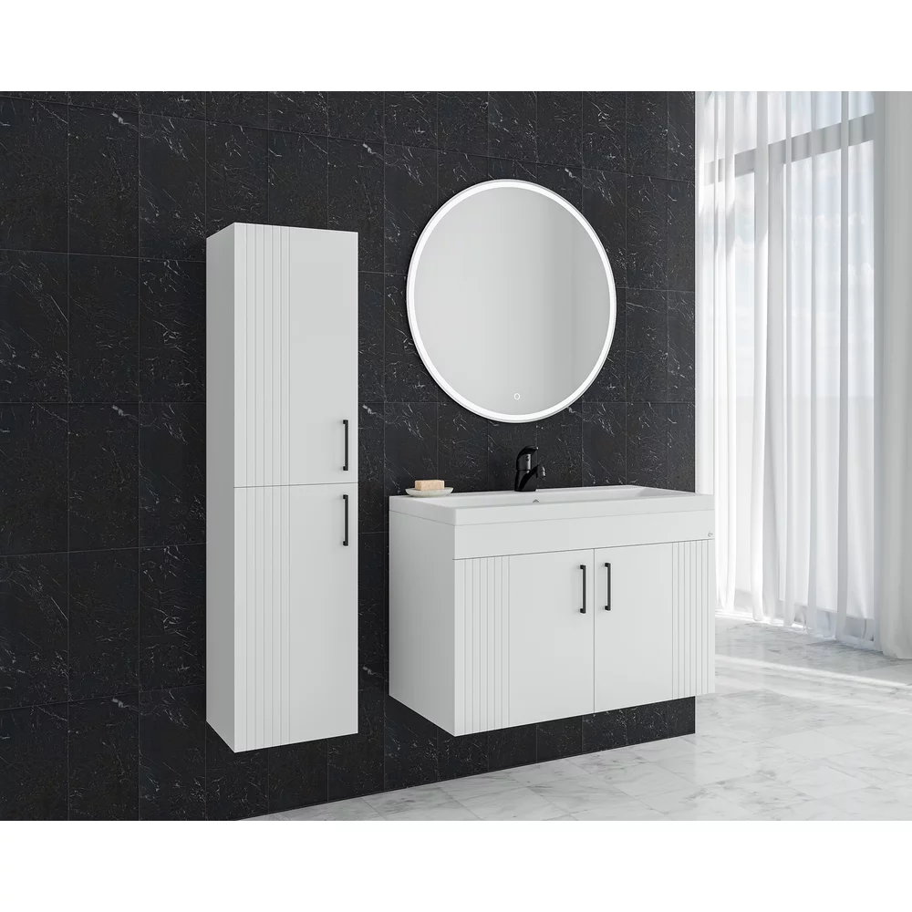 Set dulap baza suspendat Drop Lines Venus cu 2 usi si lavoar 80 cm