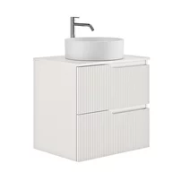 Set dulap baza suspendat Gala Canaletto 2 sertare 60 cm cu blat finisaj alb mat