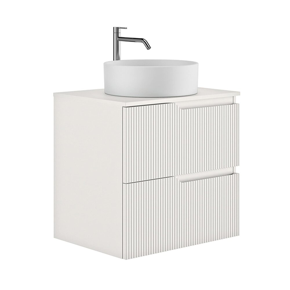 Set dulap baza suspendat Gala Canaletto 2 sertare 60 cm cu blat finisaj alb mat