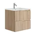 Set dulap baza suspendat Gala Canaletto 2 sertare 60 cm finisaj lemn bej si lavoar Luc alb picture - 1