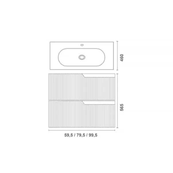 Set dulap baza suspendat Gala Canaletto 2 sertare 60 cm finisaj lemn bej si lavoar Luc alb picture - 2
