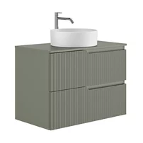 Set dulap baza suspendat Gala Canaletto 2 sertare 80 cm cu blat finisaj verde mat