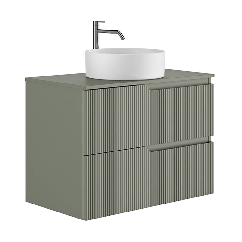 Set dulap baza suspendat Gala Canaletto 2 sertare 80 cm cu blat finisaj verde mat