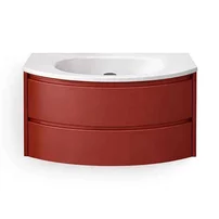 Set dulap baza suspendat KolpaSan Joy 2 sertare 100 cm finisaj ceramic red cu lavoar alb