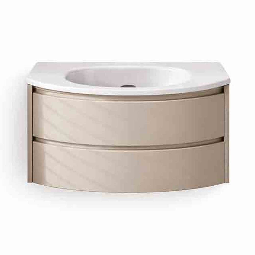 Set dulap baza suspendat KolpaSan Joy 2 sertare 100 cm finisaj light grey cu lavoar alb