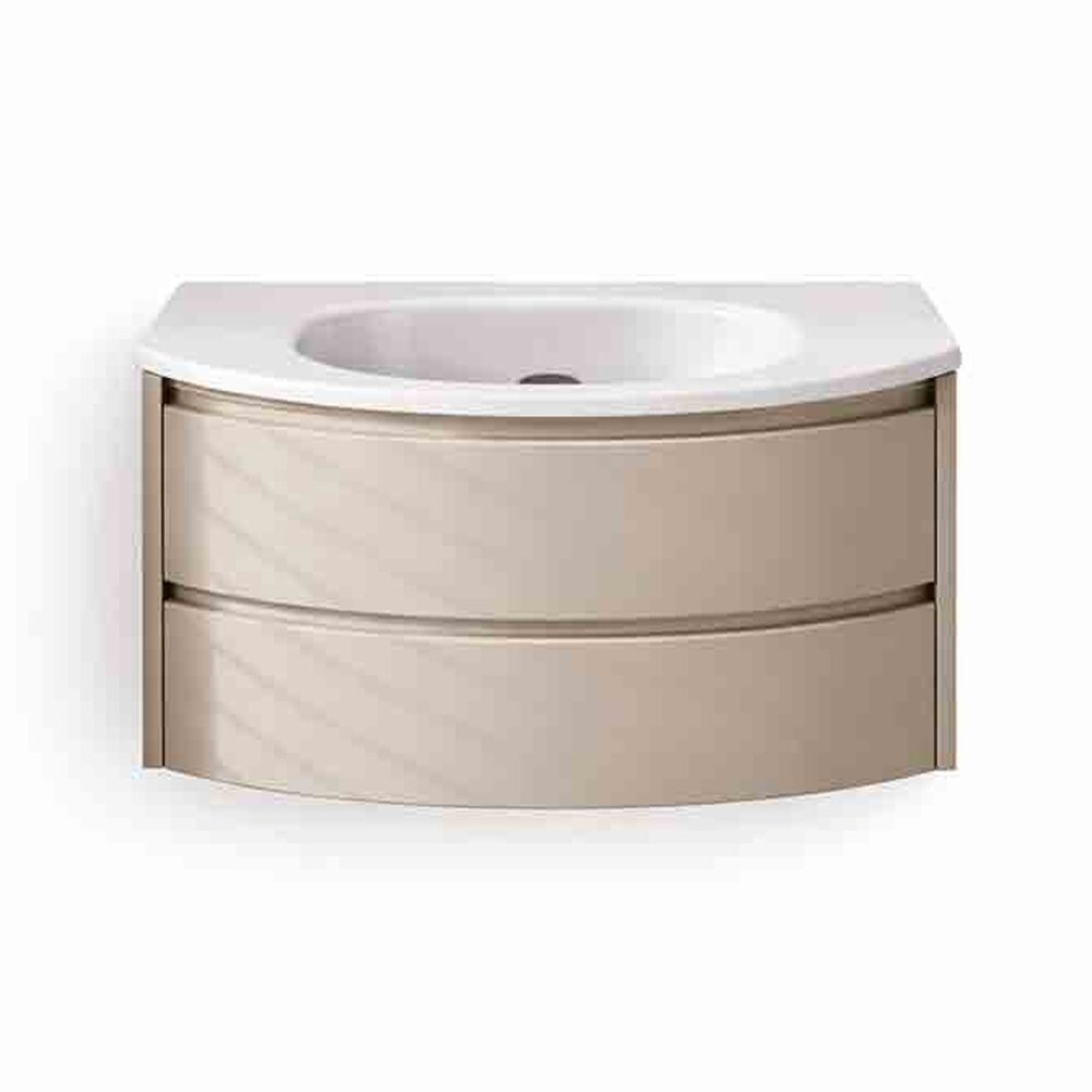 Set dulap baza suspendat KolpaSan Joy 2 sertare 80 cm finisaj light grey cu lavoar alb