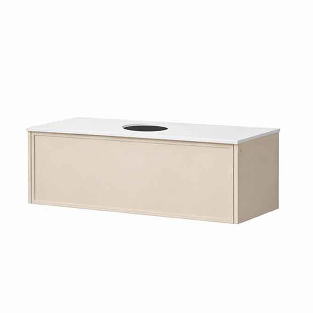 Set dulap baza suspendat KolpaSan Orphia 1 sertar 100 cm finisaj light grey cu blat Kerrock