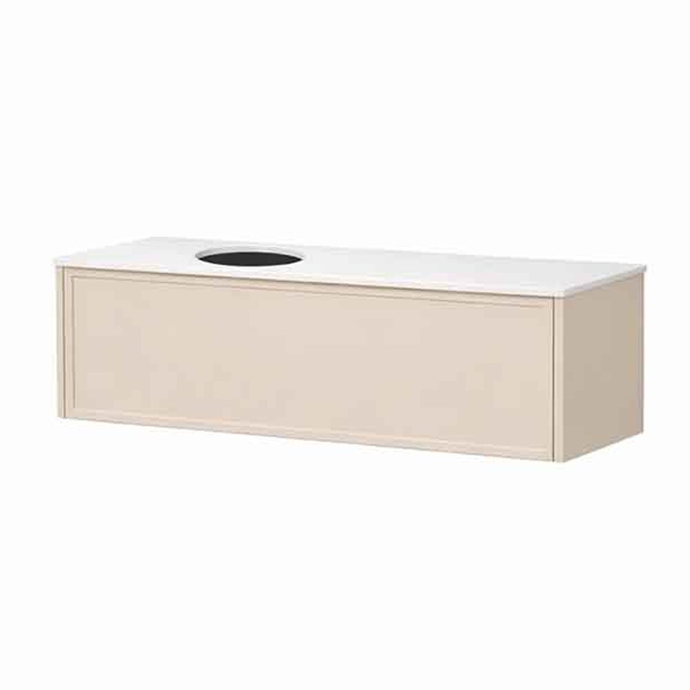 Set dulap baza suspendat KolpaSan Orphia 1 sertar 120 cm finisaj light grey cu blat Kerrock