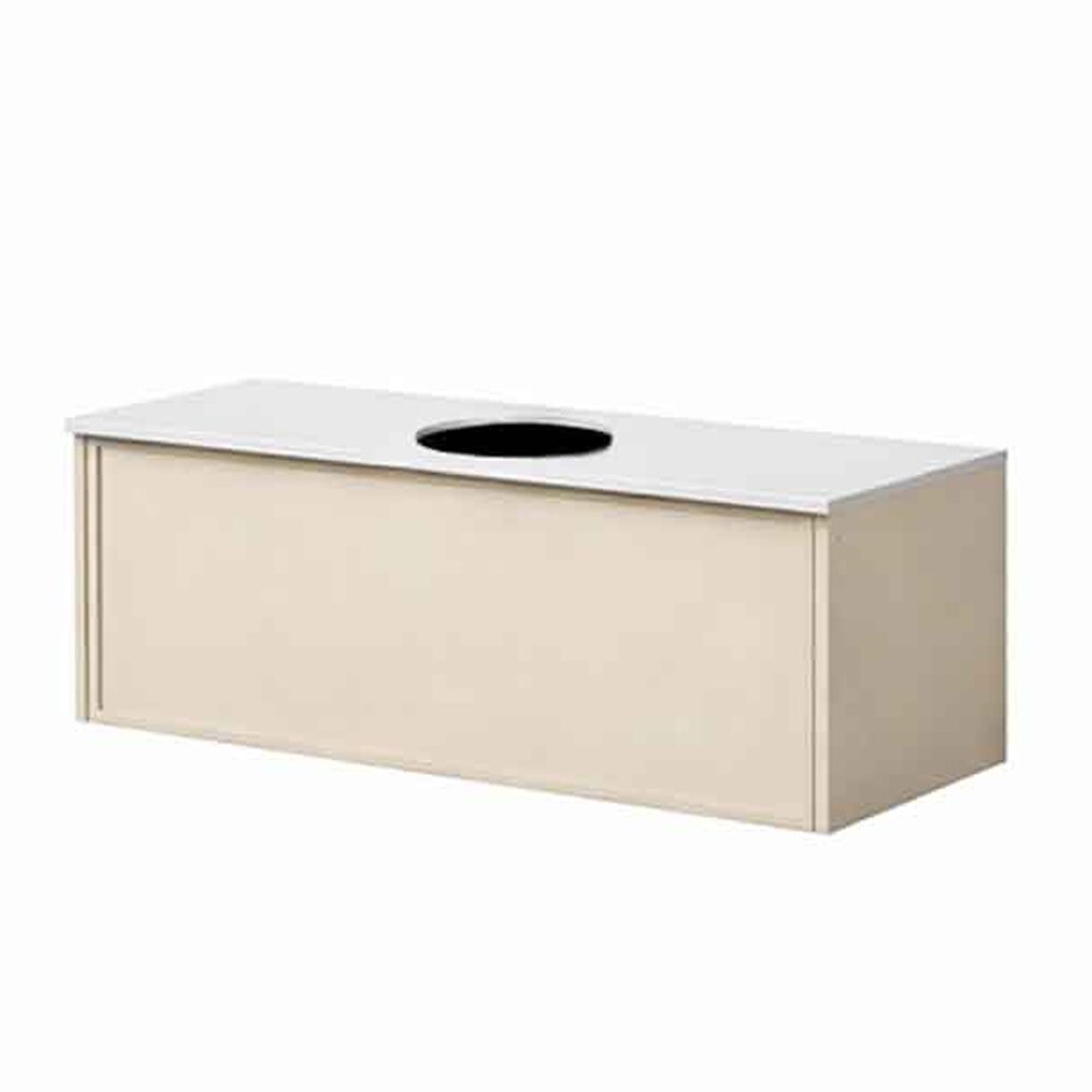 Set dulap baza suspendat KolpaSan Orphia 1 sertar 80 cm finisaj light grey cu blat Kerrock