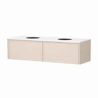 Set dulap baza suspendat KolpaSan Orphia 2 sertare 140 cm finisaj light grey cu blat Kerrock