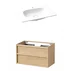 Set dulap baza suspendat KolpaSan Storia 2 sertare 80 cm finisaj acacia cu lavoar compozit Kerrock alb picture - 1