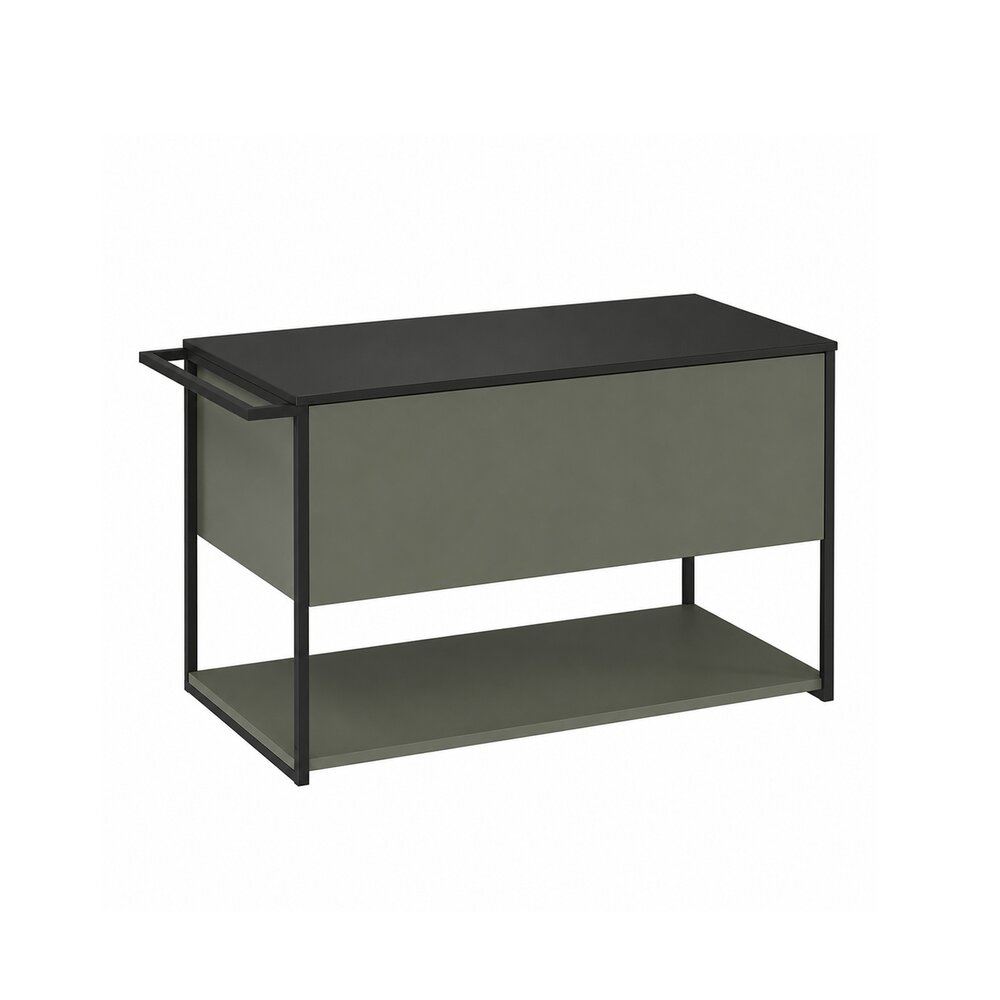 Set dulap baza suspendat Krofam Lov verde-negru 80 cm blat negru finisaj piatra