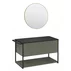 Set dulap baza suspendat Krofam Lov verde-negru 80 cm blat negru si oglinda cu rama aurie picture - 1