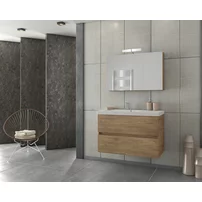 Set dulap baza suspendat maro si lavoar alb Drop Luxus 85 cm