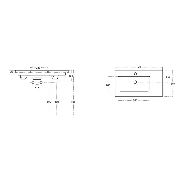 Set dulap baza suspendat maro si lavoar alb Drop Luxus 85 cm picture - 4