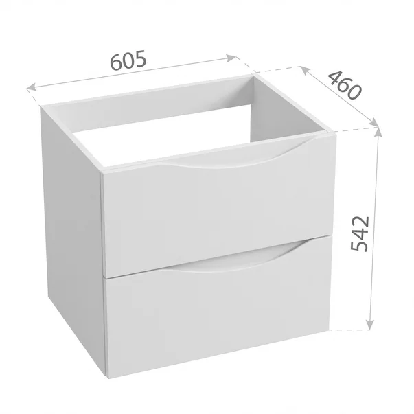 Set dulap baza suspendat Rune Asger 2 sertare 60 cm alb lucios MDF si lavoar alb picture - 5