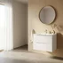 Set dulap baza suspendat Rune Asger 2 sertare 60 cm alb lucios MDF si lavoar alb picture - 1