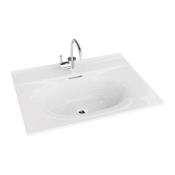 Set dulap baza suspendat Rune Asger 2 sertare 60 cm alb lucios si lavoar alb picture - 5