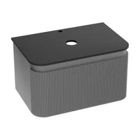 Set dulap baza suspendat Rune Hrafna 1 sertar 80 cm grafit lucios si blat negru