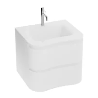 Set dulap baza suspendat Rune Katla 2 sertare 60 cm alb lucios si lavoar alb