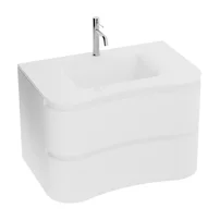 Set dulap baza suspendat Rune Katla 2 sertare 80 cm alb lucios si lavoar alb