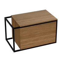 Set dulap baza suspendat Rune Snorri 1 sertar 80 cm si blat cu finisaj negru-lemn