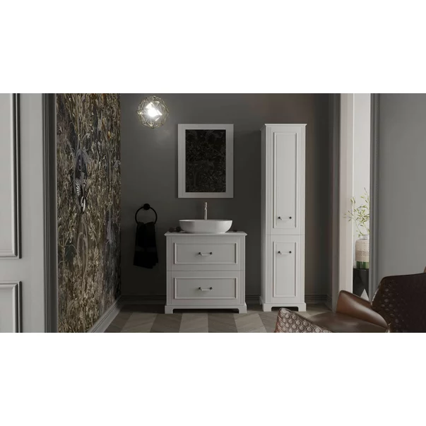 Set dulap pe pardoseala alb Krofam Oxford 80 cm, lavoar incastrat Krofam Oxford 80 cm picture - 8