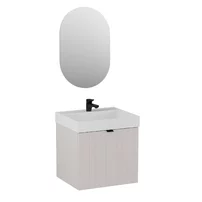 Set dulap suspendat roz casmir Krofam e-HARMO 50 cm, lavoar incastrat Krofam e-HARMO 50 cm si oglinda