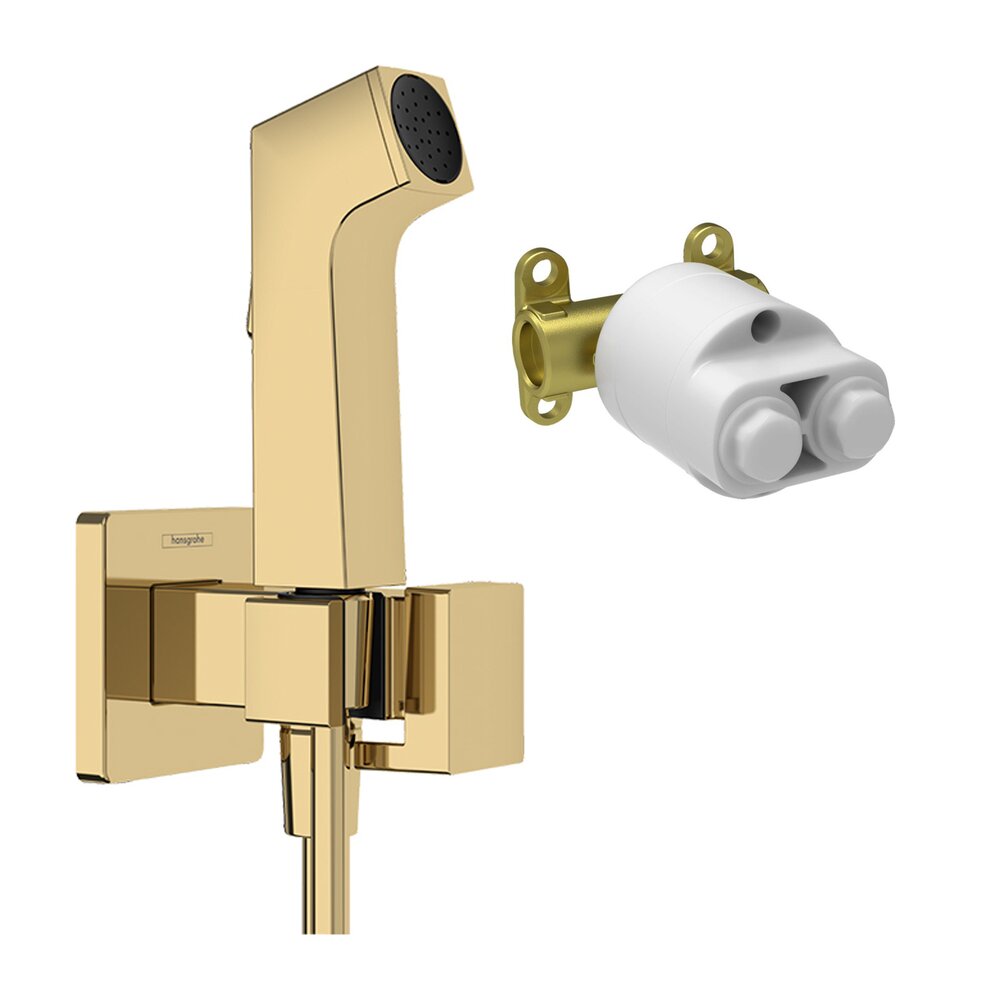 Set dus igienic cu corp ingropat Hansgrohe Bidette E EcoSmart 1 jet auriu lucios