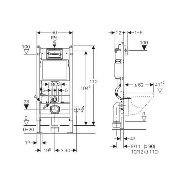 Set rezervor incastrat Geberit Duofix cu set de fixare, clapeta alba Delta51 plus vas WC Rune Ivaldi Grande alb cu capac slim softclose picture - 6