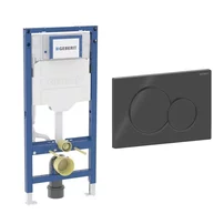 Set rezervor incastrat Geberit Duofix Sigma cu set fixare si clapeta Sigma01 negru lucios