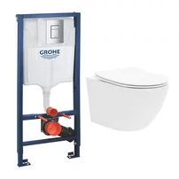 Set rezervor incastrat Grohe Rapid SL cu clapeta cromata Skate Cosmopolitan plus vas WC Rune Ivaldi alb cu capac softclose