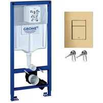 Set rezervor incastrat Grohe Rapid SL pentru vas wc cu clapeta auriu periat Skate Cosmopolitan