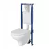 Set rezervor WC cu cadru B595 Cersanit Tech Line Base si clapeta Circle crom plus vas WC Delfi cu capac alb picture - 1