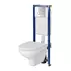Set rezervor WC cu cadru B596 Cersanit Tech Line Base si clapeta Circle crom plus vas WC Delfi cu capac alb picture - 1