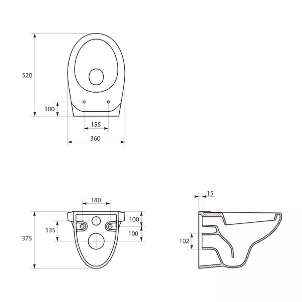 Set rezervor WC cu cadru B596 Cersanit Tech Line Base si clapeta Circle crom plus vas WC Delfi cu capac alb picture - 3