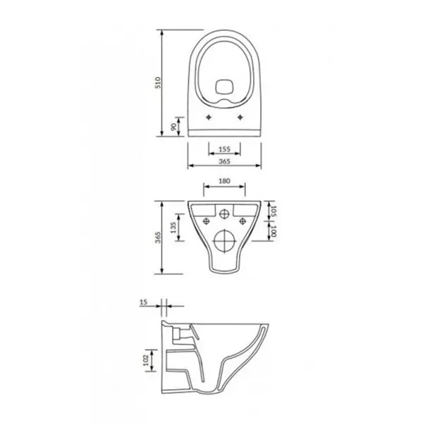 Set rezervor WC cu cadru B600 Cersanit Tech Line Base si clapeta Circle crom plus vas WC Mille cu capac alb picture - 7