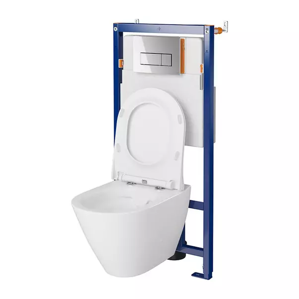 Set rezervor WC cu cadru B601 Cersanit Tech Line Opti si clapeta B1 crom plus vas WC City cu capac alb picture - 2