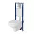 Set rezervor WC cu cadru B619 Cersanit Tech Line Base si clapeta Smart crom plus vas WC Delfi cu capac alb picture - 1