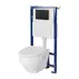 Set rezervor WC cu cadru B626 Cersanit Tech Line Opti si clapeta A1 negru plus vas WC Moduo cu capac alb picture - 1