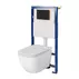 Set rezervor WC cu cadru B627 Cersanit Tech Line Opti si clapeta B2 negru plus vas WC Caspia cu capac alb picture - 1