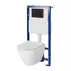 Set rezervor WC cu cadru B628 Cersanit Tech Line Opti si clapeta B1 negru plus vas WC City cu capac alb picture - 1